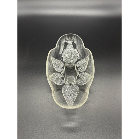 Vintage Anchor Hocking Clear Glass Oblong Relish Dish With Renaissance Leaf Desi - Picture 9 of 12